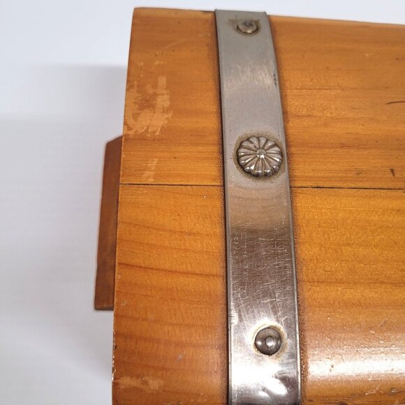Jewelry Box Treasure Chest Wood Sail Boat Ship Cedar Metal Bands Swivel Lock - Picture 10 of 11